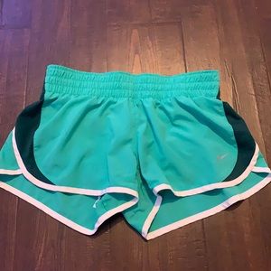Mint green nike shorts with lining